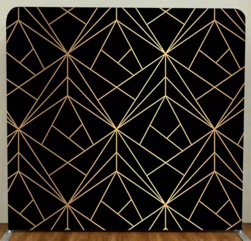 Black and gold geometric 8x8 photo booth backdrop