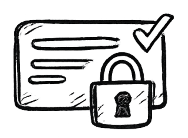 Hand-drawn icon showing secure checkout and easy online booking