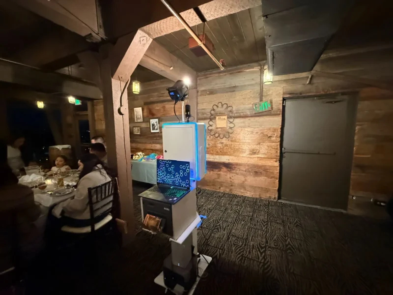 Guests posing together at a TurnKey-Pro photo booth at an Orange County event